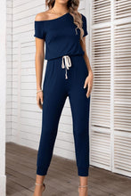 Load image into Gallery viewer, Asymmetrical Neck Short Sleeve Jumpsuit - Shop &amp; Buy
