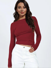 Load image into Gallery viewer, Backless Round Neck Long Sleeve Blouse - Shop &amp; Buy
