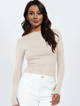 Load image into Gallery viewer, Backless Round Neck Long Sleeve Blouse - Shop &amp; Buy
