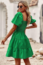 Load image into Gallery viewer, Balloon Sleeve Square Neck Smocked Midi Dress - Shop &amp; Buy
