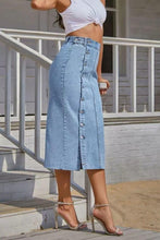 Load image into Gallery viewer, Button Fly Split Denim Skirt - Shop &amp; Buy
