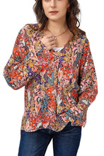 Load image into Gallery viewer, Floral V-Neck Long Sleeve Blouse