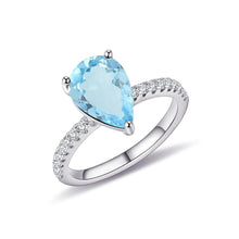 Load image into Gallery viewer, Classic Pear Shape Sky Blue Topaz Engagement Rings 925 Sterling Silver Dainty Promise Ring September Birthstone - Shop &amp; Buy
