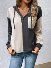 Load image into Gallery viewer, Contrast Color Button-Up Raglan Sleeve Hoodie - Shop &amp; Buy
