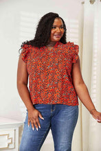 Load image into Gallery viewer, Double Take Floral Flutter Sleeve Notched Neck Blouse - Shop &amp; Buy
