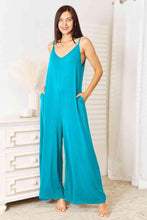 Load image into Gallery viewer, Double Take Full Size Soft Rayon Spaghetti Strap Tied Wide Leg Jumpsuit - Shop &amp; Buy

