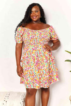Load image into Gallery viewer, Double Take Smocked Sweetheart Neck Flounce Sleeve Mini Dress - Shop &amp; Buy
