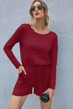 Load image into Gallery viewer, Drawstring Waist Long Sleeve Romper - Shop &amp; Buy
