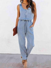 Load image into Gallery viewer, Drawstring Waist Sleeveless Jumpsuit - Shop &amp; Buy
