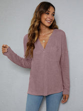 Load image into Gallery viewer, Dropped Shoulder High-Low Waffle-Knit Top - Shop &amp; Buy
