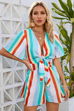 Load image into Gallery viewer, Striped Tie Front Romper