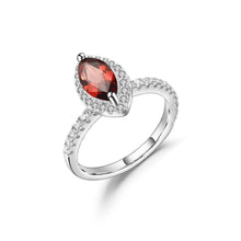 Load image into Gallery viewer, February Birthstone MARQUISE CUT 5X10MM Red Garnet Halo Engagement Ring 925 Sterling Silver Dainty Promise Ring - Shop &amp; Buy
