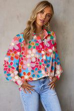 Load image into Gallery viewer, Floral Print Lantern Sleeve Collared Neck Shirt - Shop &amp; Buy
