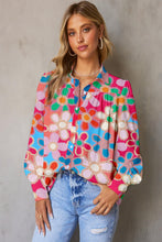 Load image into Gallery viewer, Floral Print Lantern Sleeve Collared Neck Shirt - Shop &amp; Buy
