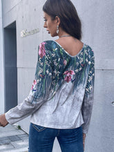 Load image into Gallery viewer, Floral V-Neck Long Sleeve Tee - Shop &amp; Buy
