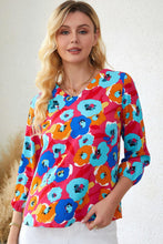 Load image into Gallery viewer, Floral V-Neck Three-Quarter Sleeve Top - Shop &amp; Buy
