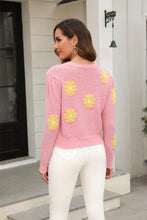 Load image into Gallery viewer, Flower Pattern Round Neck Short Sleeve Pullover Sweater - Shop &amp; Buy
