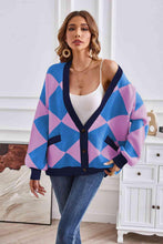 Load image into Gallery viewer, Geometric Lantern Sleeve Cardigan with Pockets - Shop &amp; Buy

