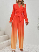 Load image into Gallery viewer, Gradient Tie Front Flounce Sleeve Jumpsuit - Shop &amp; Buy
