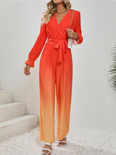 Load image into Gallery viewer, Gradient Tie Front Flounce Sleeve Jumpsuit - Shop &amp; Buy
