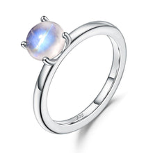 Load image into Gallery viewer, June Birthstone 5mm Natural Rainbow Moonstone Solitaire Engagement Rings 925 Sterling Silver Promise Ring - Shop &amp; Buy
