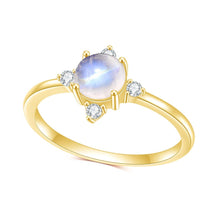 Load image into Gallery viewer, June Birthstone Delicate 925 Sterling Silver Gold Ring Natural Rainbow Moonstone Engagement Rings Gift For Her - Shop &amp; Buy
