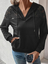 Load image into Gallery viewer, Lace Trim Dropped Shoulder Hoodie - Shop &amp; Buy
