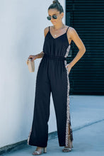 Load image into Gallery viewer, Leopard Contrast Spaghetti Strap Wide Leg Jumpsuit - Shop &amp; Buy
