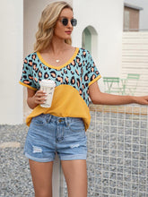 Load image into Gallery viewer, Leopard Waffle-Knit Short Sleeve Top - Shop &amp; Buy
