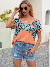 Load image into Gallery viewer, Leopard Waffle-Knit Short Sleeve Top - Shop &amp; Buy
