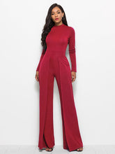 Load image into Gallery viewer, Long Sleeve Mock Neck Wide Leg Jumpsuit - Shop &amp; Buy
