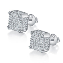 Load image into Gallery viewer, Micropave Hip Hop Jewelry 925 Sterling Silver Iced Out Moissanite Screw Back Square Stud Earrings - Shop &amp; Buy
