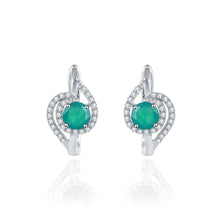 Load image into Gallery viewer, Natural Green Onyx Earrings in 925 Sterling Silver Birthstone Stud Earrings For Women Green Agate Jewelry - Shop &amp; Buy
