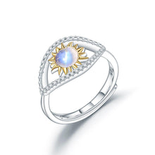 Load image into Gallery viewer, Natural Rainbow Moonstone Turkish Eye Rings, 925 Sterling Silver Adjustable Ring Gift For Her June Birthstone - Shop &amp; Buy
