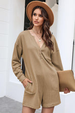 Load image into Gallery viewer, Notched Neck Long Sleeve Romper - Shop &amp; Buy

