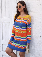 Load image into Gallery viewer, Openwork Round Neck Sweater Dress - Shop &amp; Buy
