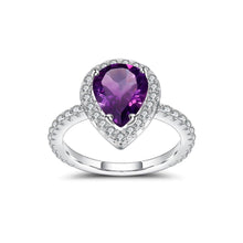 Load image into Gallery viewer, Pear Shape Amethyst Halo Gemstone Wedding Ring in 925 Sterling Silver Engagement Ring For Women Promise Rings - Shop &amp; Buy
