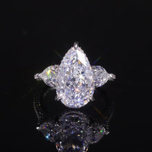 Load image into Gallery viewer, Pear Shape Diamond-fire CZ- White Cluster Handmade Rings 925 Sterling Silver Three Stone Engagement Ring - Shop &amp; Buy
