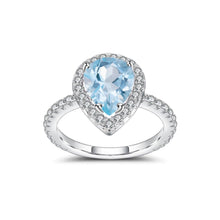 Load image into Gallery viewer, Pear Shape Sky Blue Topaz Halo Gemstone Wedding Ring in 925 Sterling Silver Engagement Ring For Women Promise Rings - Shop &amp; Buy
