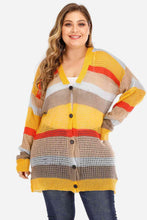 Load image into Gallery viewer, Plus Openwork Color Block Button Up Cardigan - Shop &amp; Buy
