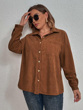 Load image into Gallery viewer, Plus Size Collared Neck Long Sleeve Shirt - Shop &amp; Buy

