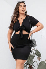 Load image into Gallery viewer, Plus Size Cutout Tie Front Short Sleeve Dress - Shop &amp; Buy
