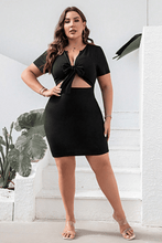 Load image into Gallery viewer, Plus Size Cutout Tie Front Short Sleeve Dress - Shop &amp; Buy
