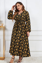 Load image into Gallery viewer, Plus Size Floral Surplice Neck Long Sleeve Dress - Shop &amp; Buy
