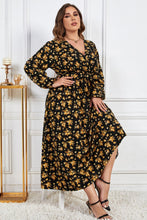 Load image into Gallery viewer, Plus Size Floral Surplice Neck Long Sleeve Dress - Shop &amp; Buy
