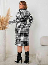 Load image into Gallery viewer, Plus Size Houndstooth Long Sleeve Slit Dress - Shop &amp; Buy
