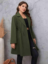 Load image into Gallery viewer, Plus Size Lapel Collar Roll-Tab Sleeve Trench Coat - Shop &amp; Buy
