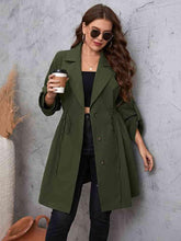 Load image into Gallery viewer, Plus Size Lapel Collar Roll-Tab Sleeve Trench Coat - Shop &amp; Buy
