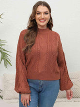 Load image into Gallery viewer, Plus Size Mock Neck Cable Knit Long Sleeve Sweater - Shop &amp; Buy
