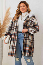 Load image into Gallery viewer, Plus Size Plaid Drop Shoulder Hooded Coat - Shop &amp; Buy
